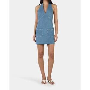 NEW OWNLEY lilah studded mini dress in blue